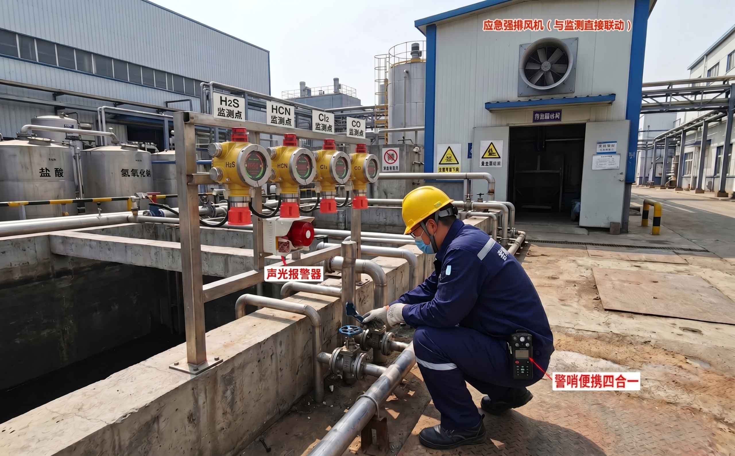 北方某千吨级工业污水预处理站气体监测改造